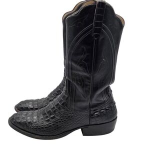 Rios Of Mercedes Boots Mens 9.5D Black Caiman Crocodile Tail Vamp 4950 Handmade